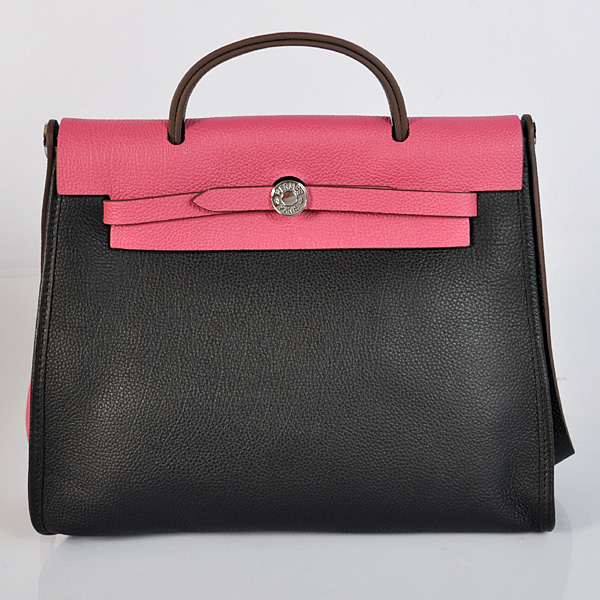 2012 New Hermes HerBag 31CM Togo leather Bag 9051 Peach/Black