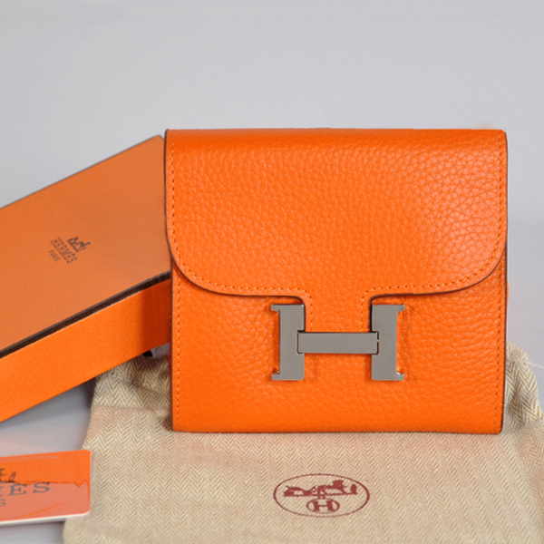 Hermes Constance Wallet clemence leather in Orange