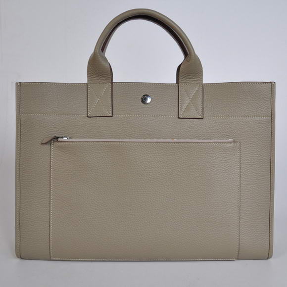 Hermes Briefcase 40CM Bag Clemence Leather Grey