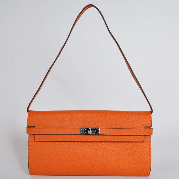 Hermes Kelly 26CM Shoulder Bag Clemence Orange