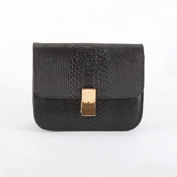 Celine Classic Medium in Box Snake Veins Black