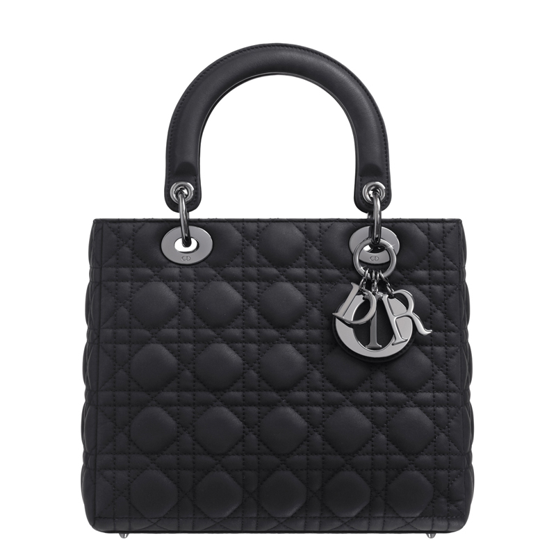 Black matt leather Lady Dior bag