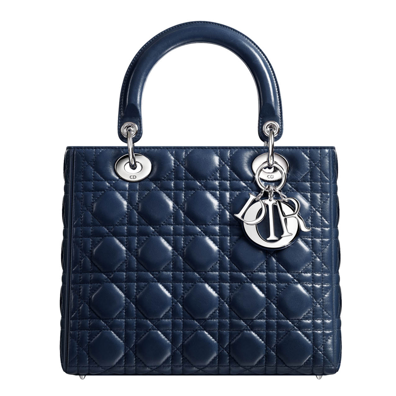 Navy leather  Lady Dior  bag