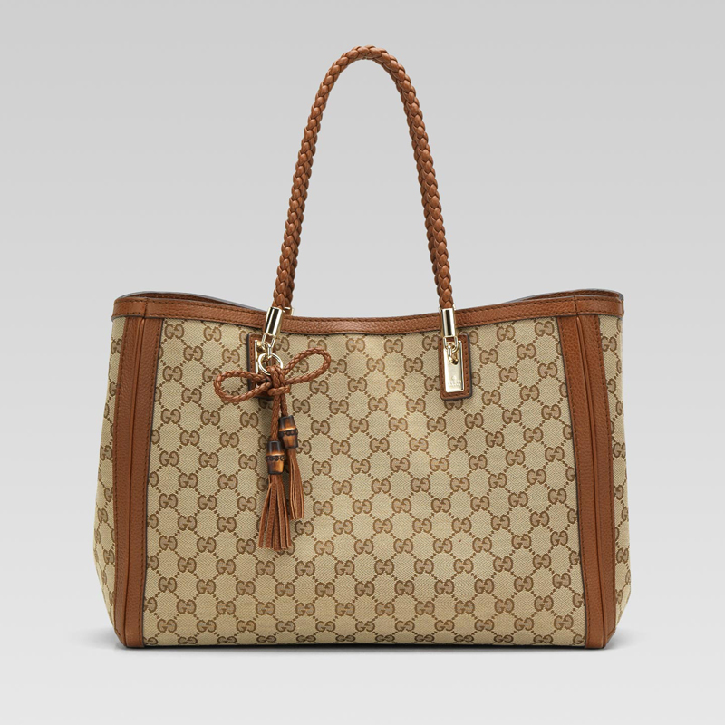 'bella' medium tote with woven leather bow, bamboo