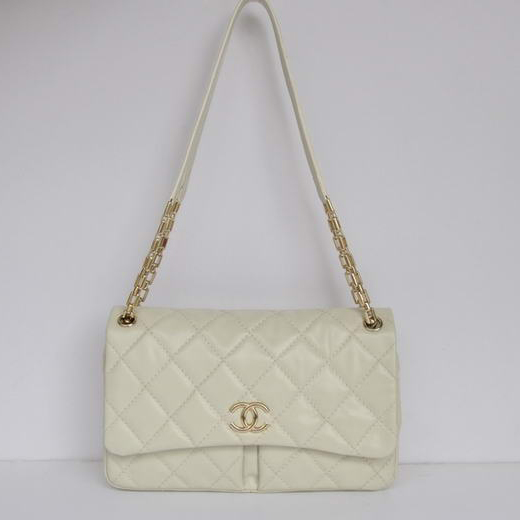 Chanel A50362 Offwhite Sheepskin Leather Flap Bag