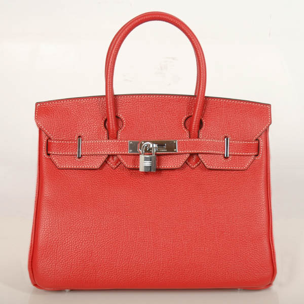 Hermes Birkin togo leather 30CM togo in Flame with Silver hardware