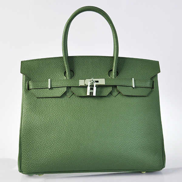 Hermes Birkin 35CM clemence leather in Army Green with Silver hardware