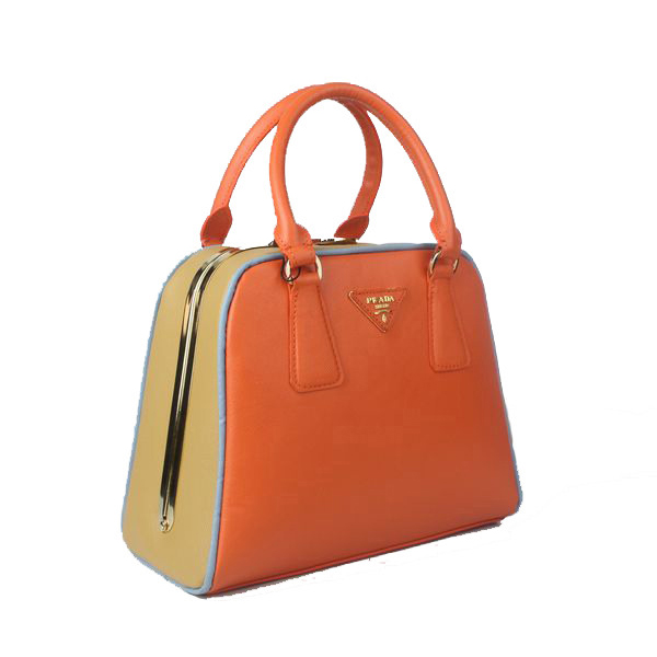 Prada Saffiano Leather Small Tote Bag BL0809 Orange&Apricot