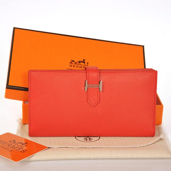 Hermes 2 flod original leather wallet in Flame