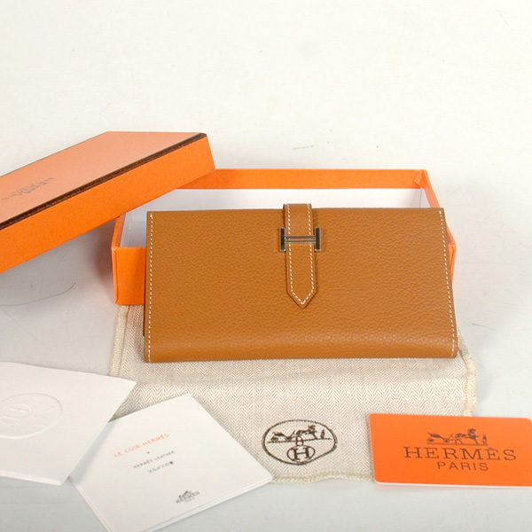 Hermes 3 flod original leather wallet in Camel