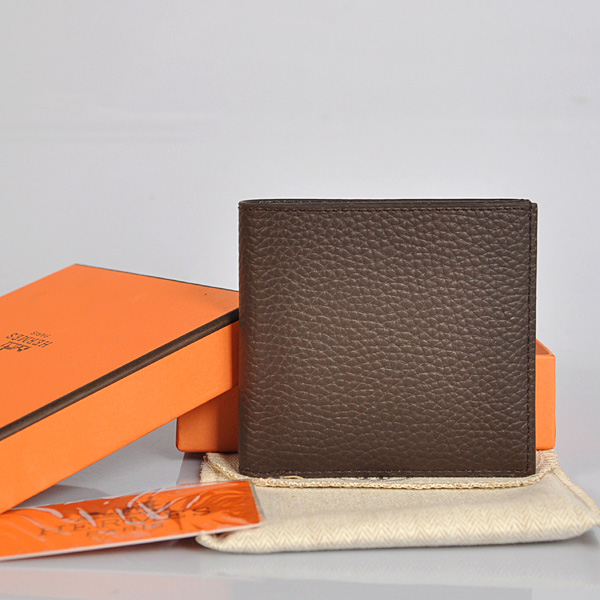 Hermes men Wallet clemence leather in Coffee