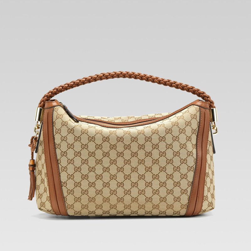 'bella' medium hobo with woven leather bow, bamboo