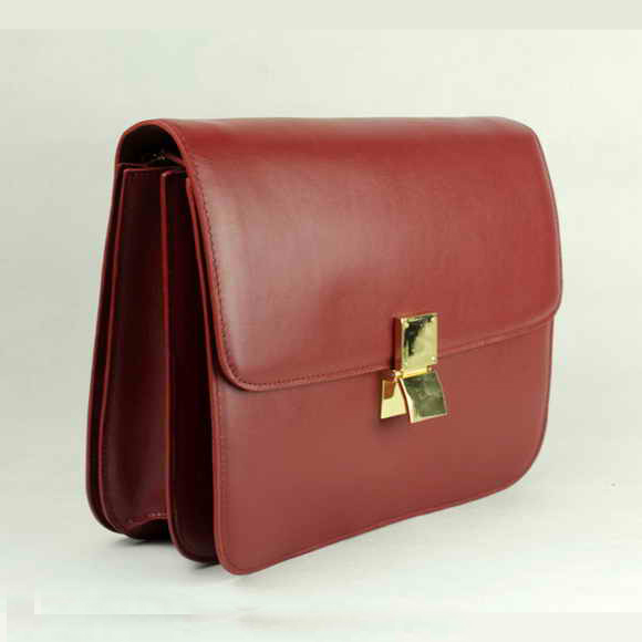 Celine Classic Leather Shoulder Flap Bag 80088 Maroon