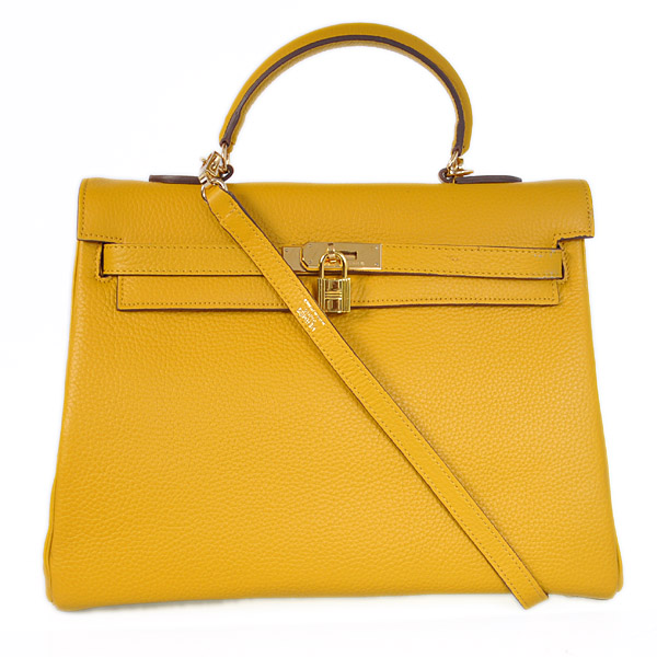 Hermes kelly 35CM Yellow clemence leather(Gold)