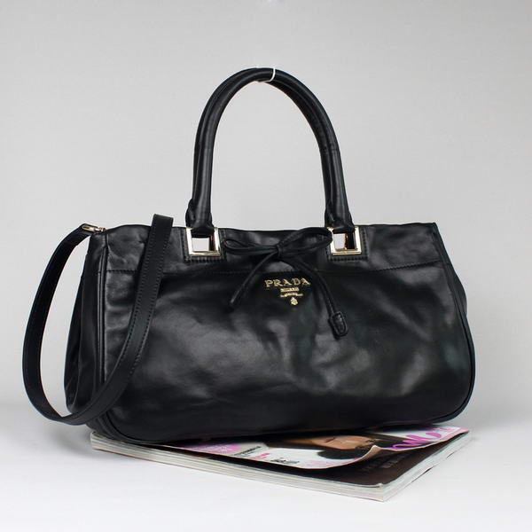 Top Quality Prada Glace Calf Leather Tote Bag BN2243 Black