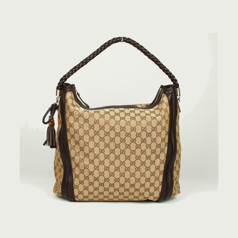 'bella' large hobo with woven leather bow, bamboo