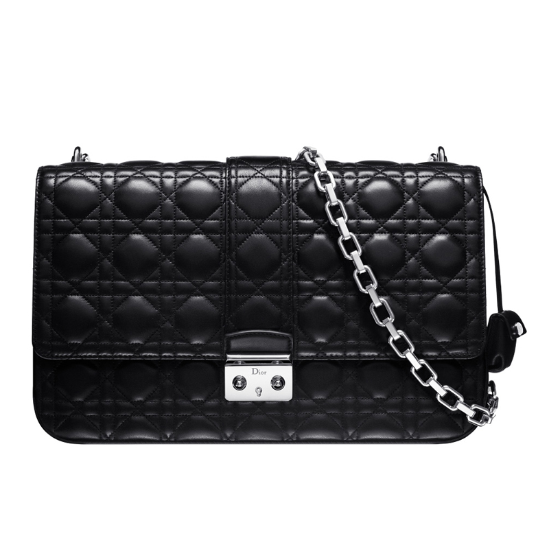 Black leather Miss Dior bag