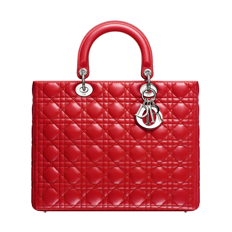 Large Lady Dior bag in red leather