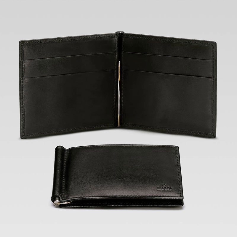 money clip wallet with embossed gucci trademark