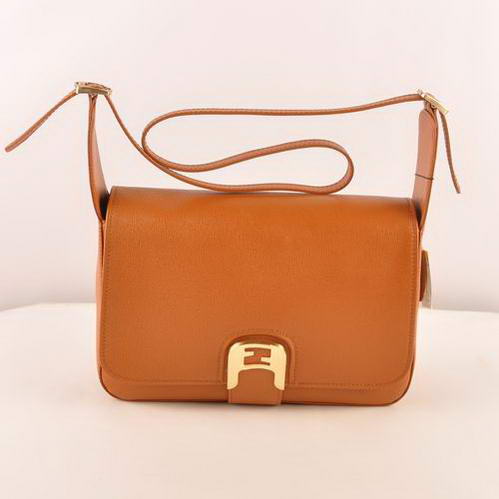 Fendi Chameleon Classic Saffiiano Leather Medium Shoulder Bag 2539 Tan