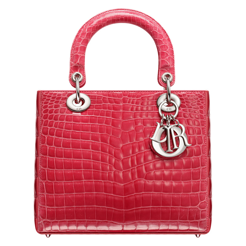 Light coral crocodile 'Lady Dior' bag