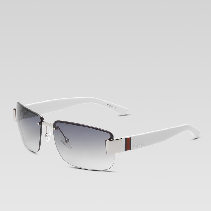 medium rimless sunglasses with gucci logo and sign