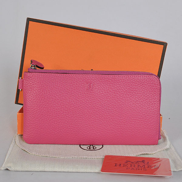 Hermes Zipper Wallet clemence leather in Peach