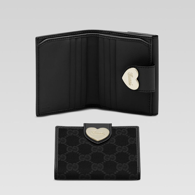 mini flap french wallet with engraved gucci script