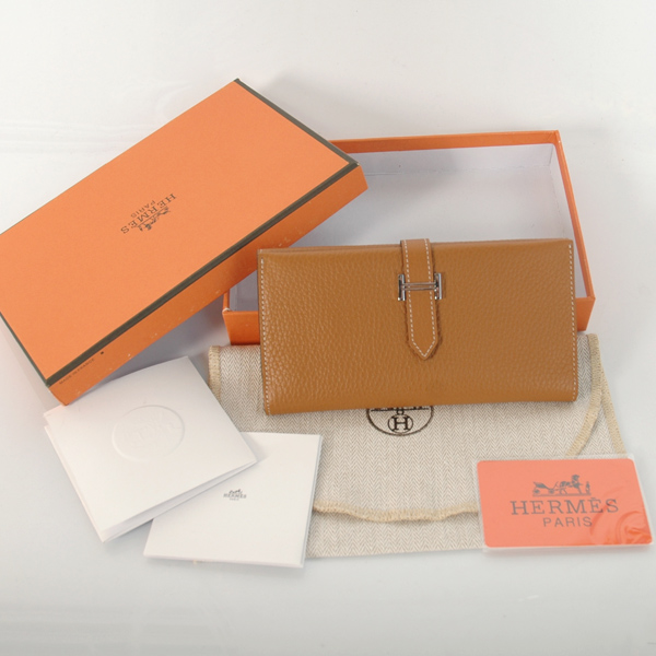 Hermes 3 fold wallet clemence leather in Camel