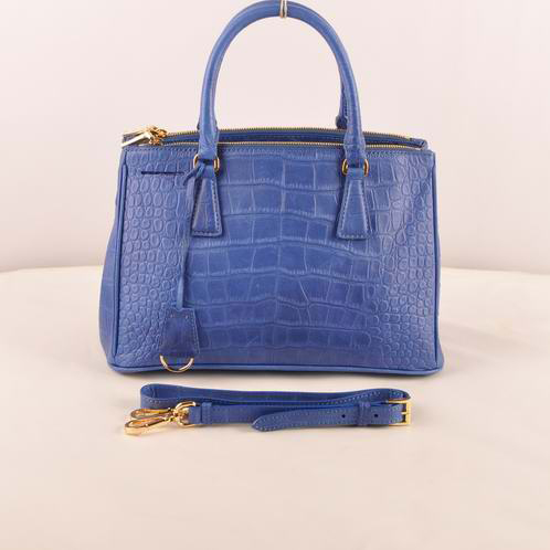 Prada Small Croco Leather Tote Bag SkyBlue