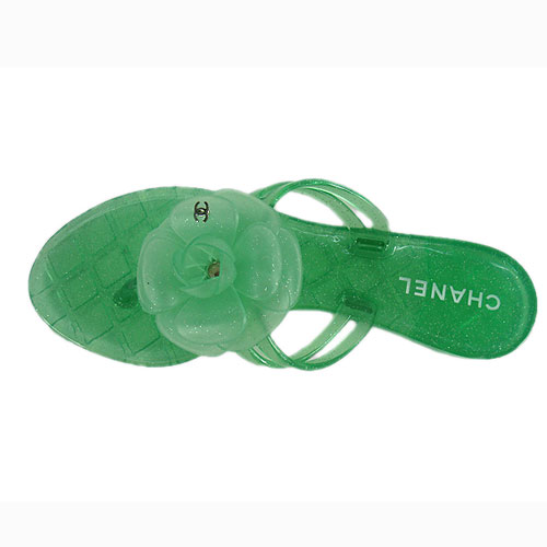 Chanel Camellia Casual Slipper green