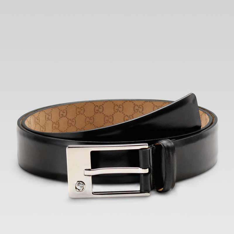 belt with interlocking G detail plain buckle