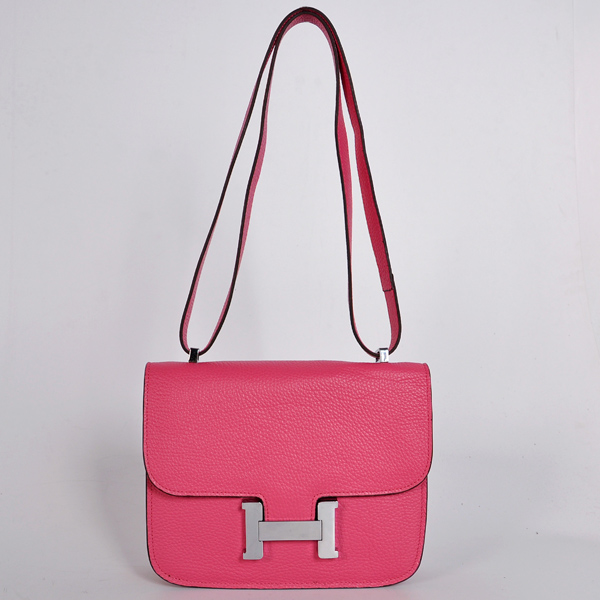 Hermes Constance Bag clemence leather in Peach with Silver hardware