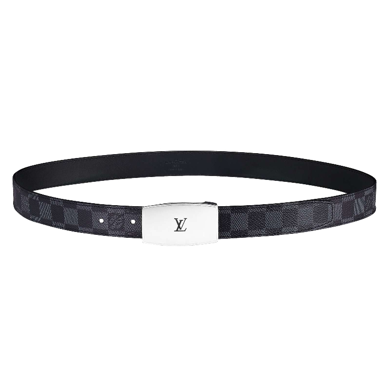 LV CUT LONG DAMIER GRAPHITE REVERSIBLE BELT