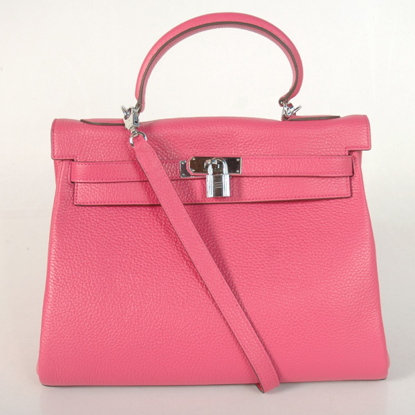 Hermes Kelly 32CM clemence leather in Peach with Silver hardware