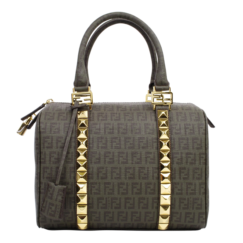 Fendi Zuccino plus stud Boston bag