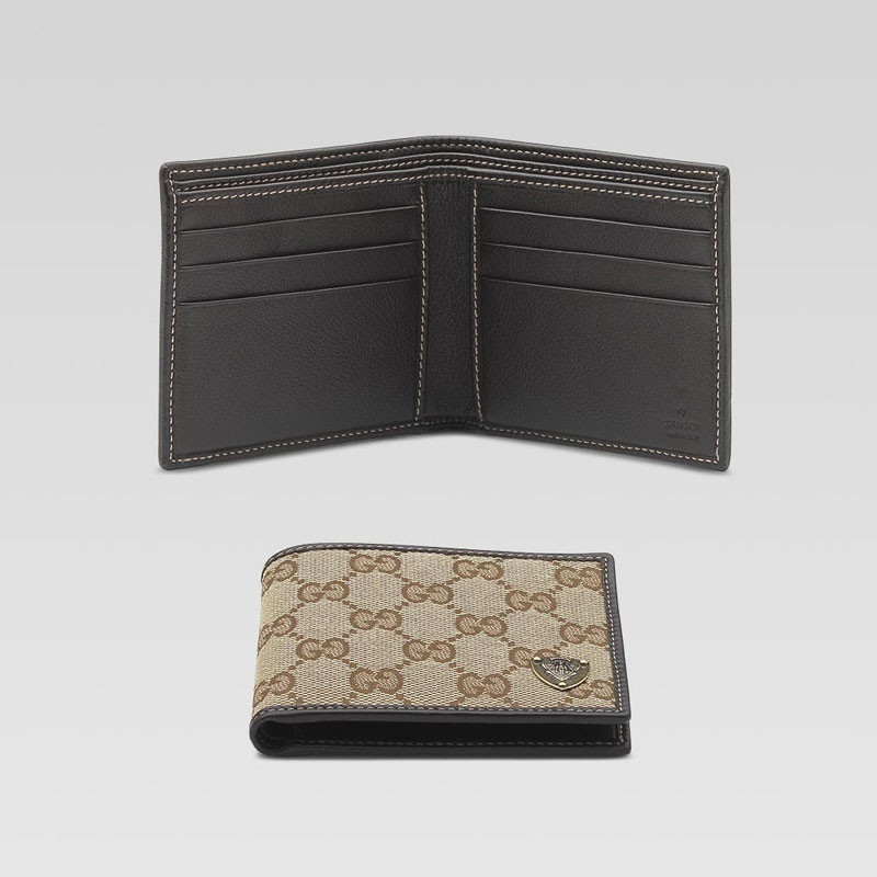 bi-fold wallet with metal gucci crest detail