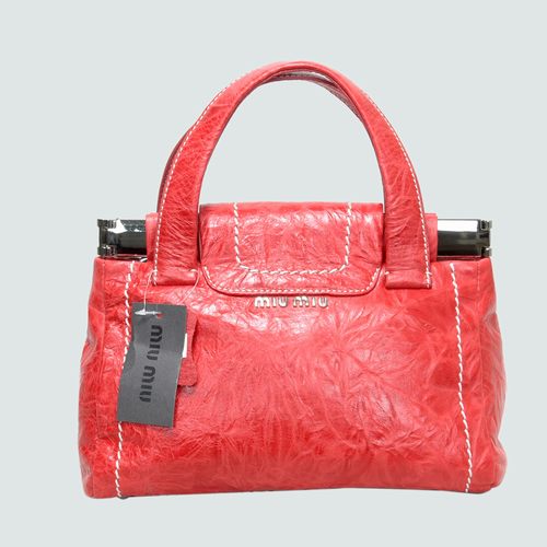 Miu Miu Shiny Leather Tote Flap Bags 90280 Red