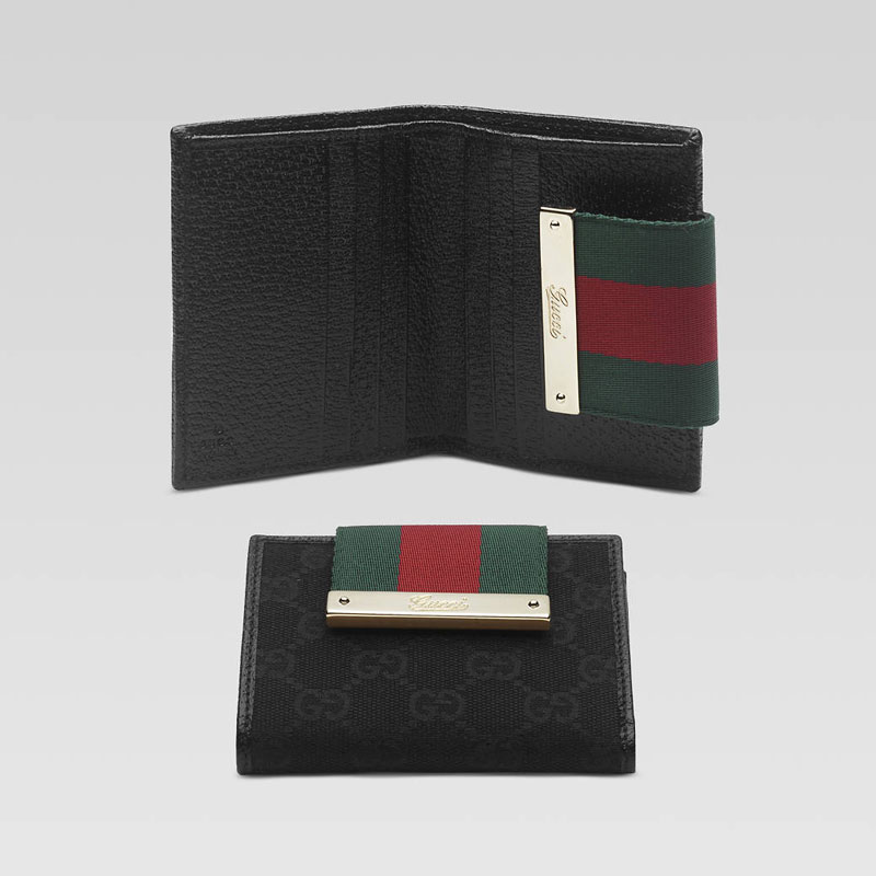 mini wallet with engraved gucci script logo