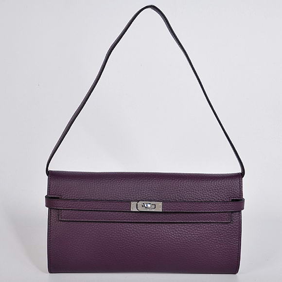 Hermes Kelly 26CM Shoulder Bag Clemence Purple