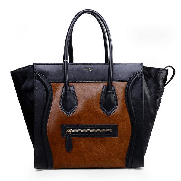 Celine Luggage Mini Boston Bags Original Leather&Horsehair Brown