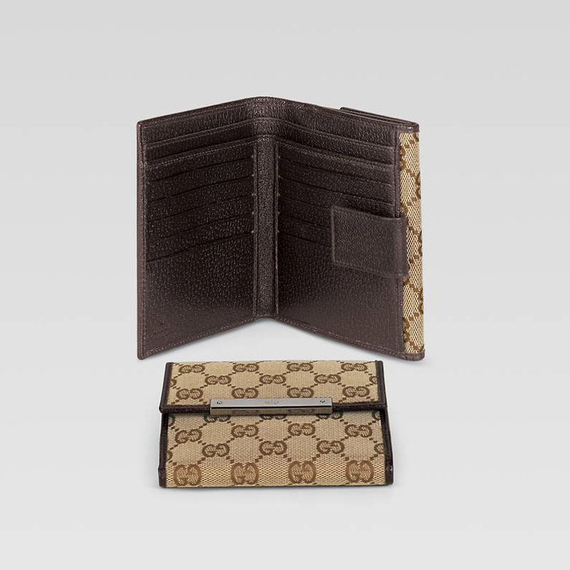 flap french wallet with gucci trademark engraved m