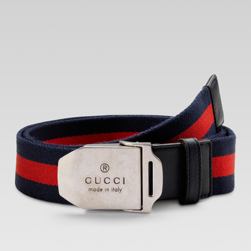 slider belt with engraved gucci trademark buckle