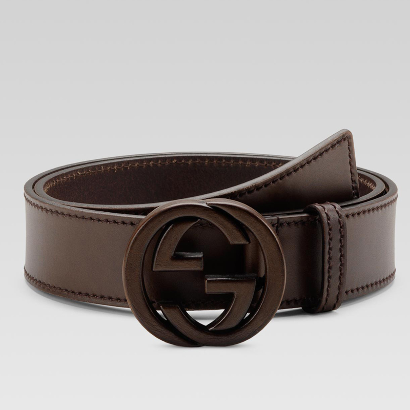 belt with leather interlocking G buckle