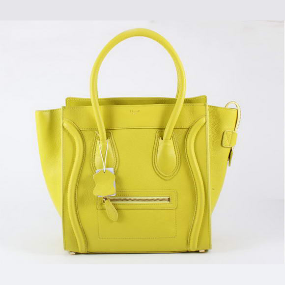 Celine Luggage Bags Medium in Lambskin Yellow