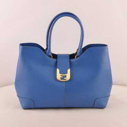 Fendi 2jours Saffiiano Leather Tote Bag 2546 Blue