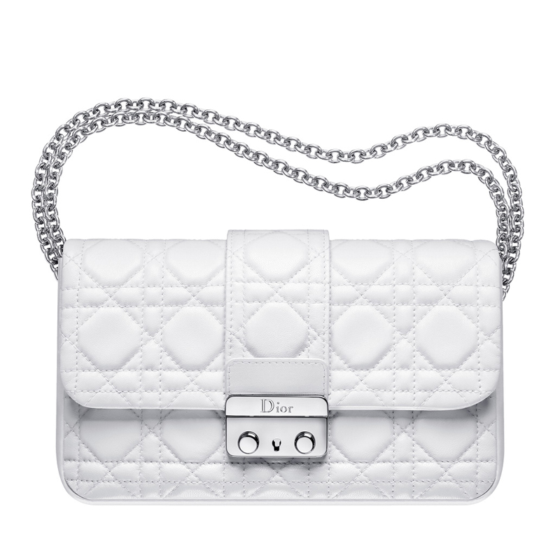 Large white leather Dior New Lock pouch