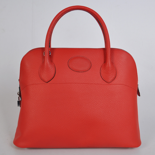 Hermes Bolide Bag 37cm clemence leather in Flame with Silver hardware