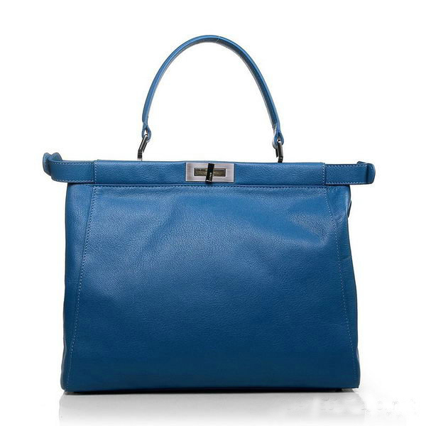 Fendi Peekaboo Bag Blue Calfskin Leather F2292