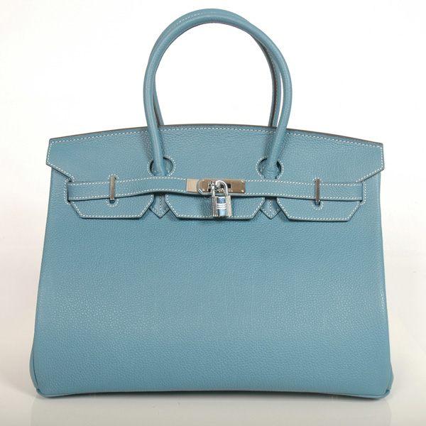 Hermes Birkin togo leather 35CM Medium Blue togo(Silver)